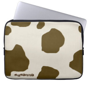 Protection Pour Ordinateur Portable Spots de vache Brown avec nom
