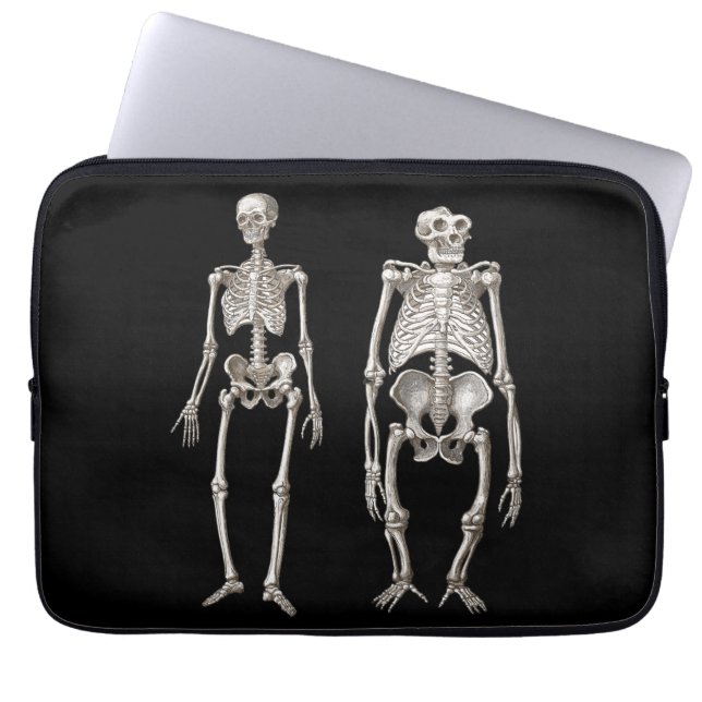 Protection Pour Ordinateur Portable Squelettes d'homme et de singe d'évolution (Devant)