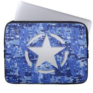 Protection Pour Ordinateur Portable Star Stencil Graphic Decal Marine Camo Bleu