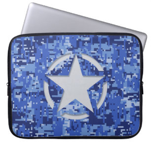 Protection Pour Ordinateur Portable Star Stencil Graphic Decal Navy Blue Camo