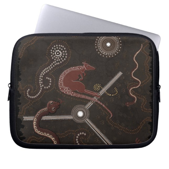 Protection Pour Ordinateur Portable Style aborigène australien Kangaroo & Lizards (Devant)