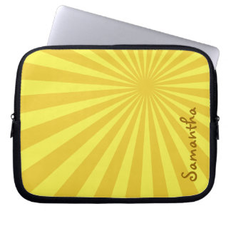 Protection Pour Ordinateur Portable Sunburst Jaune "Ajouter votre nom"