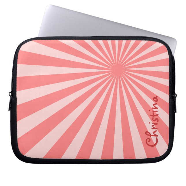 Protection Pour Ordinateur Portable Sunburst rose "Ajouter votre nom" (Devant)