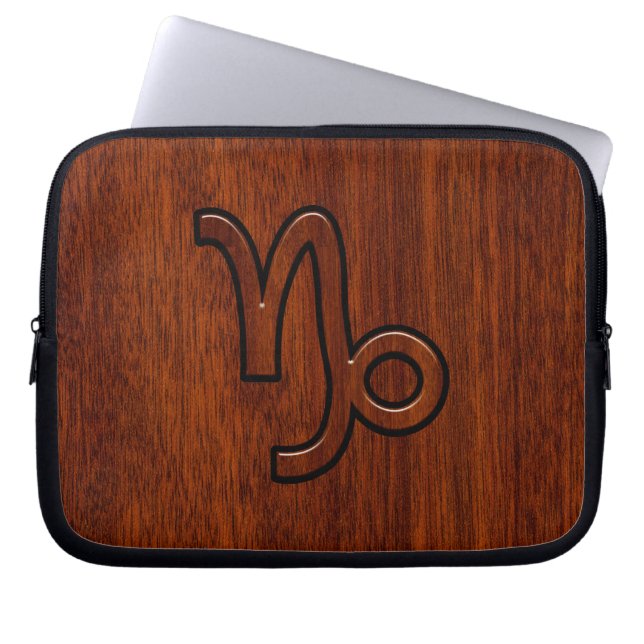 Protection Pour Ordinateur Portable Symbole Capricorne moderne en Mahogany Style impri (Devant)