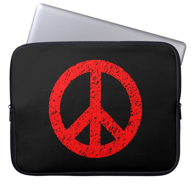 Protection Pour Ordinateur Portable Symbole de la paix tendu par Scribble - Rouge sur  (Devant)
