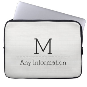 Protection Pour Ordinateur Portable Texture de monogramme en bois blanc veiné