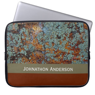 Protection Pour Ordinateur Portable Texture Rustique De Pierre De Lichen Avec Nom
