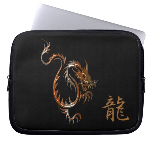 Protection Pour Ordinateur Portable Tiger Dragon & Kanji pour Manches Portables Dragon (Devant)