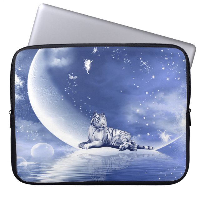 Protection Pour Ordinateur Portable Tigre sur la lune (Devant)