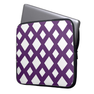 Protection Pour Ordinateur Portable treillis pourpre sur blanc