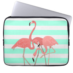Protection Pour Ordinateur Portable Trio Flamant rose sur les rayures