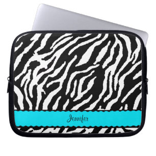 Protection Pour Ordinateur Portable Turquoise Bande De Zèbre Noir Et Blanc