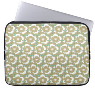 Protection Pour Ordinateur Portable Vintage beige et vert fleuri Dianthus Barbatus