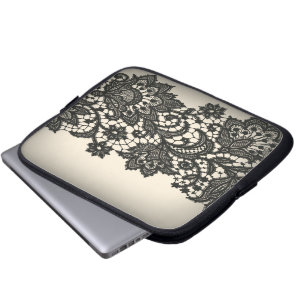 Protection Pour Ordinateur Portable Vintage noir dentelle beige Paris Portable