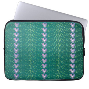 Protection Pour Ordinateur Portable Vintage Turquoise Floral Violets fond d'écran moti