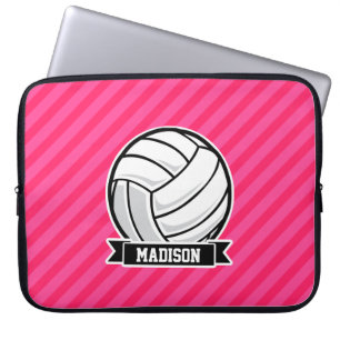 Protection Pour Ordinateur Portable Volley-ball sur Neon Pink Stripes