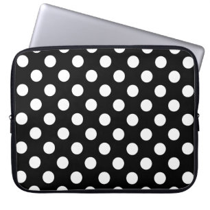 Protection Pour Ordinateur Portable White polka dots on black