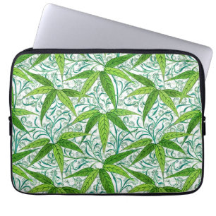 Protection Pour Ordinateur Portable William Morris Bamboo Imprimer, vert et blanc
