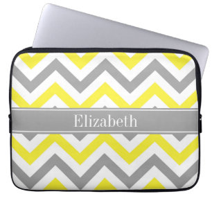 Protection Pour Ordinateur Portable Yellow Dk Gray White LG Chevron Gray Nom Monogram