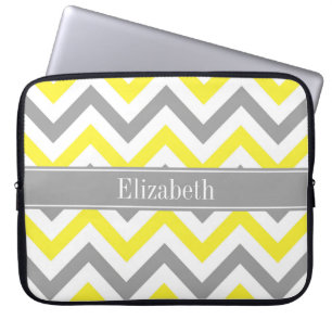 Protection Pour Ordinateur Portable Yellow Dk Gray White LG Chevron Gray Nom Monogram