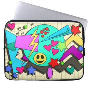 Protection Pour Ordinateur Portable Zany Happy Vibes Flashback Cartoon Pattern