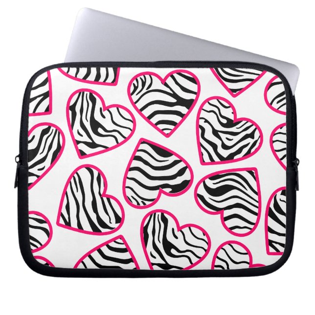 Protection Pour Ordinateur Portable Zebra coeur Portable Sleeve (Devant)
