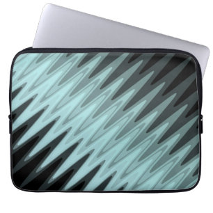 Protection Pour Ordinateur Portable Zig Zag Turquoise noir Motif gris
