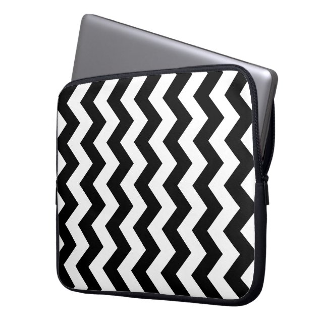 Protection Pour Ordinateur Portable Zigzag noir et blanc (devant gauche)