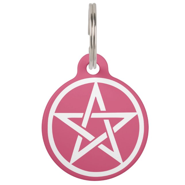 Protective Witches Pentacle Pink Pet Tag (Front)