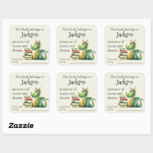 Protector of Stories Books for Baby Bookplate Square Sticker