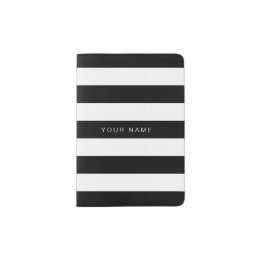Protège-passeport Noir et blanc rayé