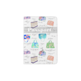 Protège-passeport Typographie de l'aquarelle florale Pastel