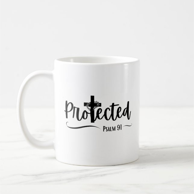 Protégé - Psaume 91 Bible Verse Écriture Mug (Gauche)