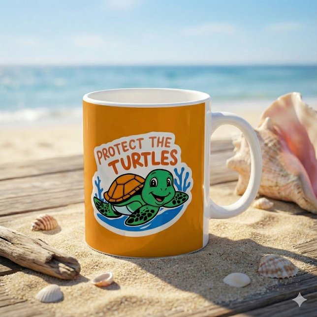 Protéger La Mug Des Tortues (Spread awareness with this adorable, "Protect the turtles" mug! )