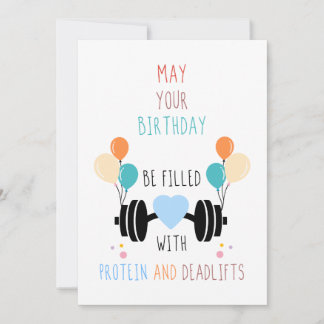 Protein and Deadlifts Happy Birthday Card 