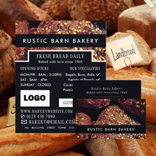 Protein Bread Rolls, Bakers, Bakery Store Business Card (Creator Uploaded)