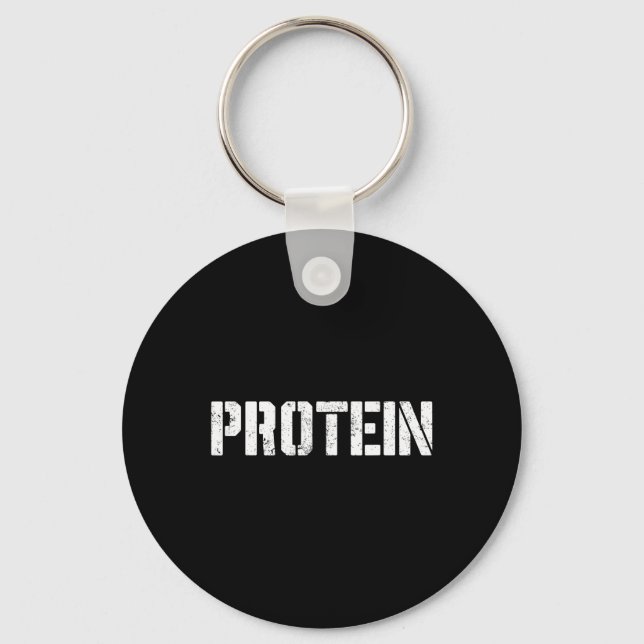 Protein Lover Humour Tee Funny Gym Weightlifting B Keychain (Front)