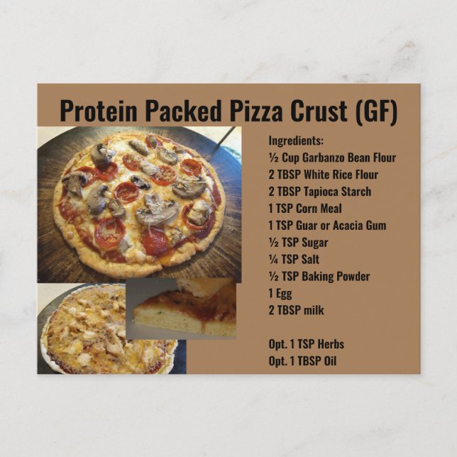 Protein Packed Pizza Crust Recipe Postcard (Front)