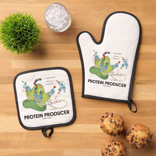 Protein Producer Biology Protein Synthesis Humour Oven Mitt & Pot Holder Set (Top Down)