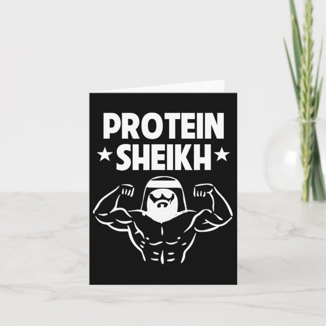 Protein Sheikh Funny Arabic Gym Fitness Lover Body Card (Front)