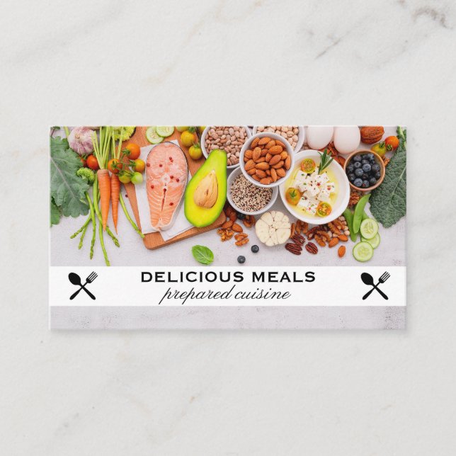 Protein Vegetables Nuts Berries Business Card (Front)