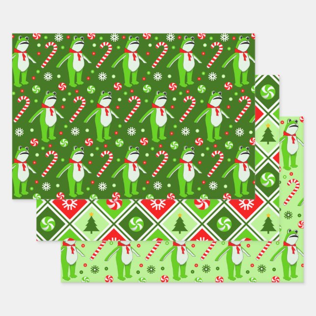 Protest Frog Christmas Holiday Wrapping Paper Sheet (Set)