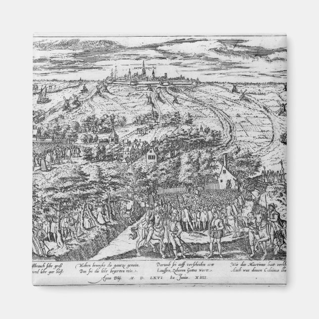 Protestants meeting in the open around Antwerp Magnet (Front)