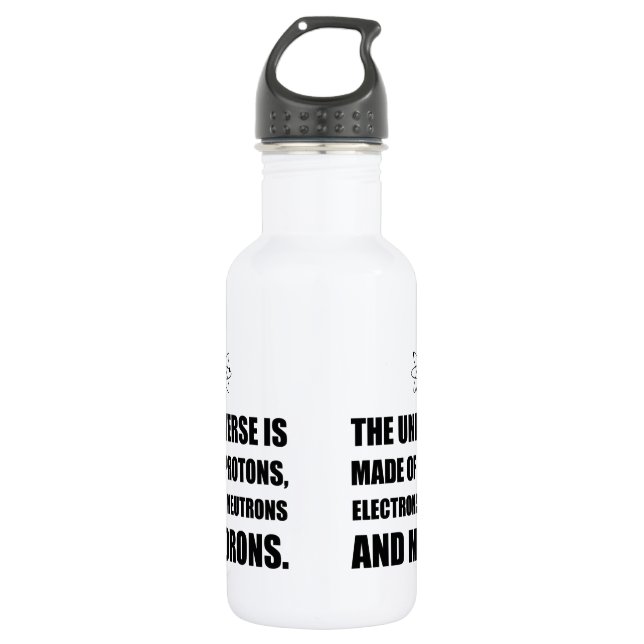 Protons Electrons Neutrons Morons 532 Ml Water Bottle (Front)