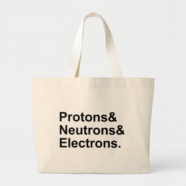 Protons Neutrons Electrons | 3 Parts of an Atom Large Tote Bag (Front)