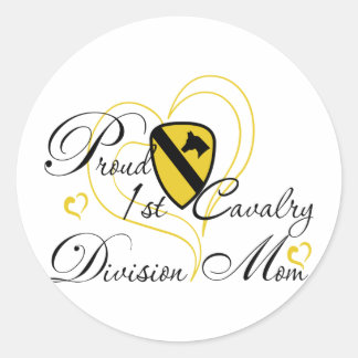 Proud 1st Cavalry Mom Heart Classic Round Sticker