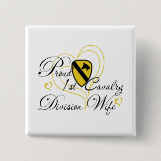 Proud 1st Cavalry Wife Heart 2 Inch Square Button
