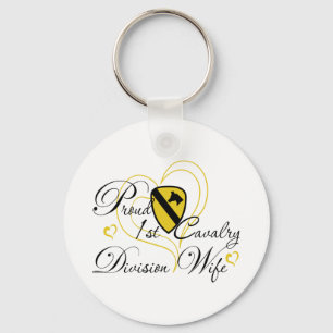 Proud 1st Cavalry Wife Heart Keychain