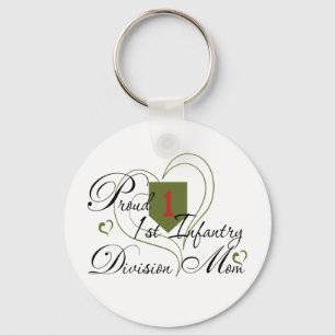 Proud 1st Infantry Wife Heart Keychain