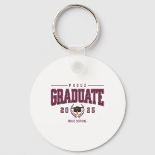 Proud 2025 Graduate High School Graduation Varsity Keychain